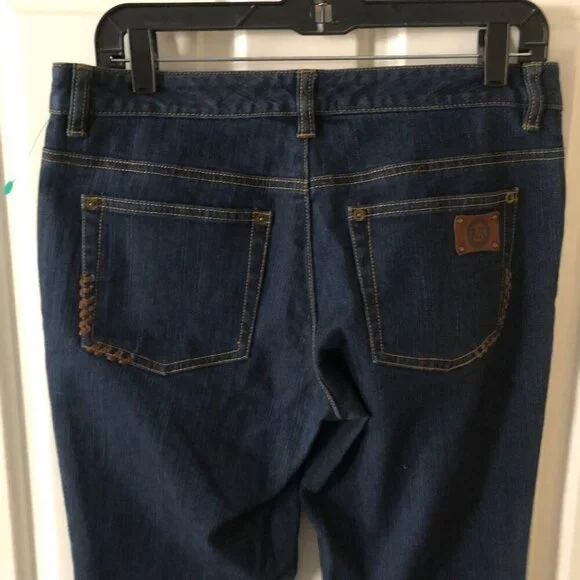 Michael Kors Womens Jeans Dark Wash Size 6 Brown Stitching - Picture 5 of 11
